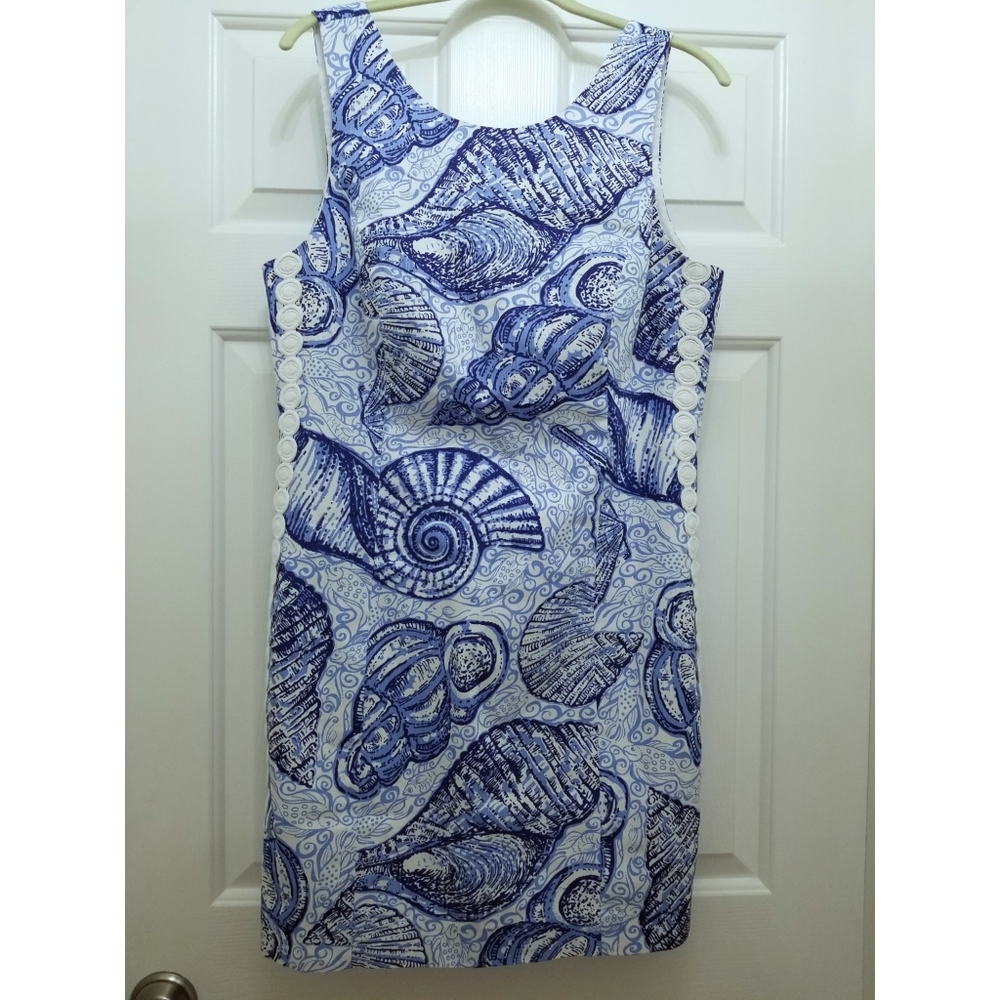Lilly Pulitizer NWT Mila Shift dress SIZE 12 Blue Peri Pop up Stuffed Shells